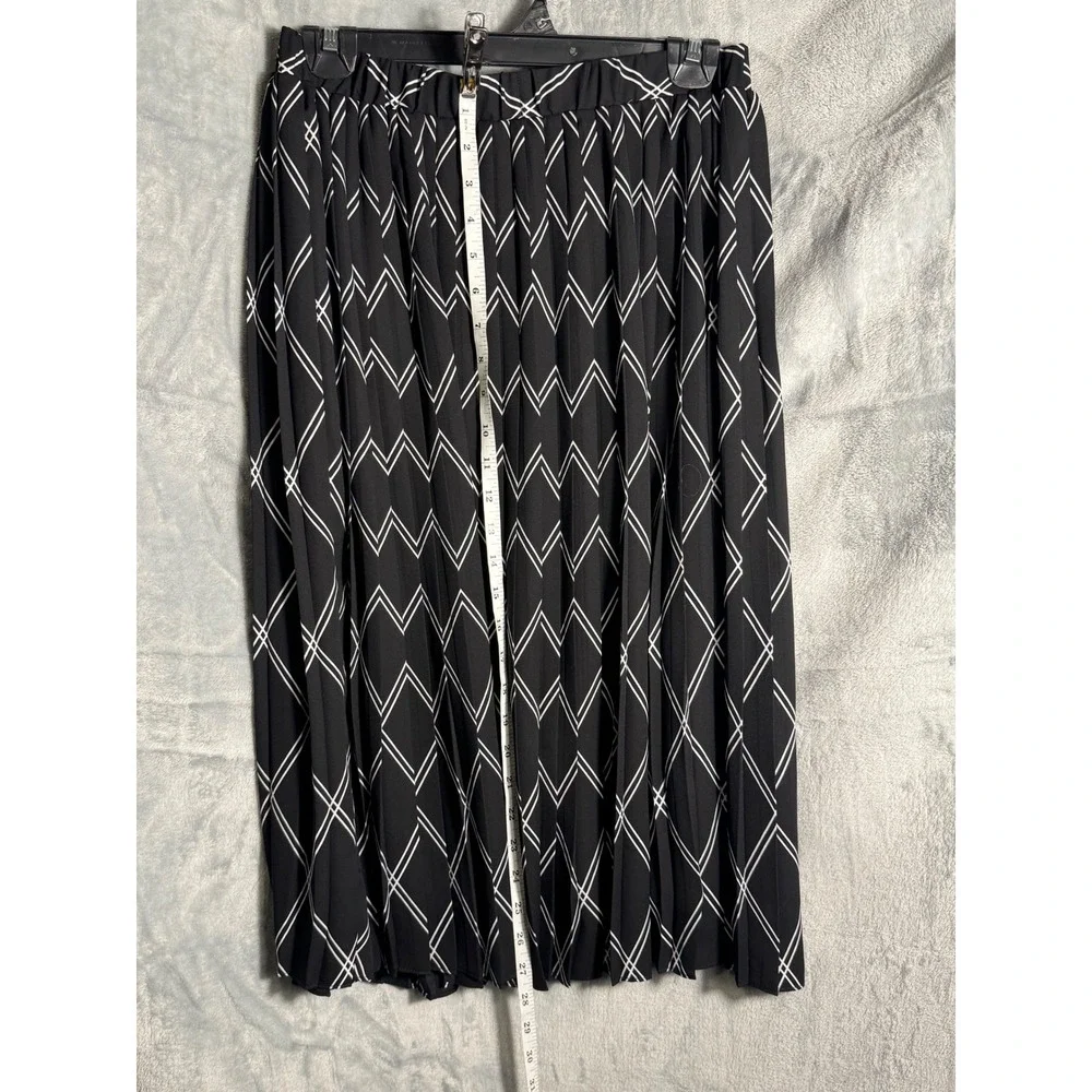 Banana Republic Black‎ White Geometric Pleated Midi Skirt Women Size S